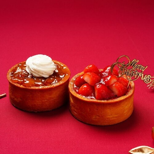ひとりクリスマス クリぼっち クリスマスケーキ 一人用 お取り寄せ 通販 【Xmas限定ピック付&クリーム添え】グルテンフリーフルーツタルト◆【ミニタルト2個セット】長野県産いちご・タルトタタン