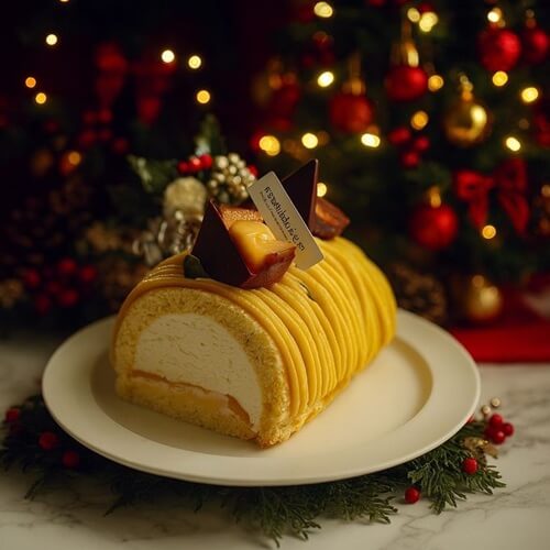 ひとりクリスマス クリぼっち クリスマスケーキ 一人用 お取り寄せ 通販 白金モンブランロール(幻のさつまいも シルクスイート)ハーフ クリスマス2025