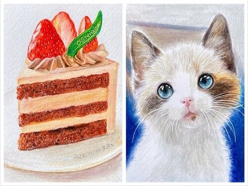 一人趣味 絵画 おうち 自宅 対面レッスン オンラインレッスン 2時間で描ける!色鉛筆だけで超リアルな絵