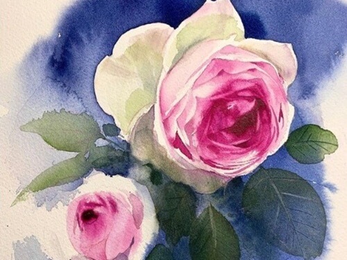 一人趣味 絵画 おうち 自宅 対面レッスン オンラインレッスン 💖イラストレーターと描くセンスアップ水彩画💖花を描くオンライン講座