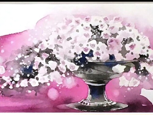 一人趣味 絵画 おうち 自宅 対面レッスン オンラインレッスン 💖イラストレーターと描くセンスアップ水彩画💖花を描くオンライン講座